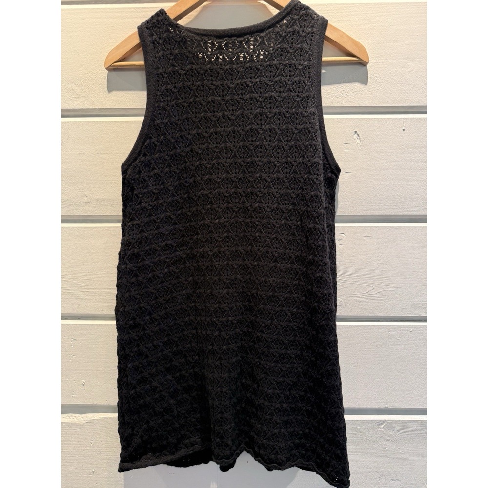 Old Navy Crochet Midi Dress Women's Large Black Coverup Tank Open Knit - Picture 2 of 10